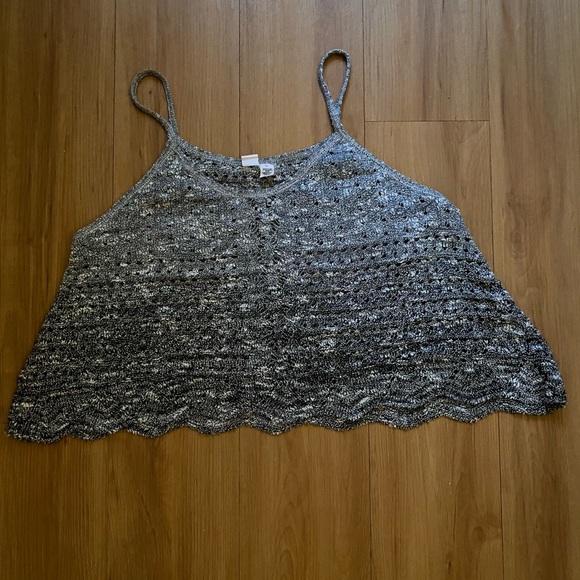 Crochet Grey and Black Tank Top Crop Top - Picture 1 of 2